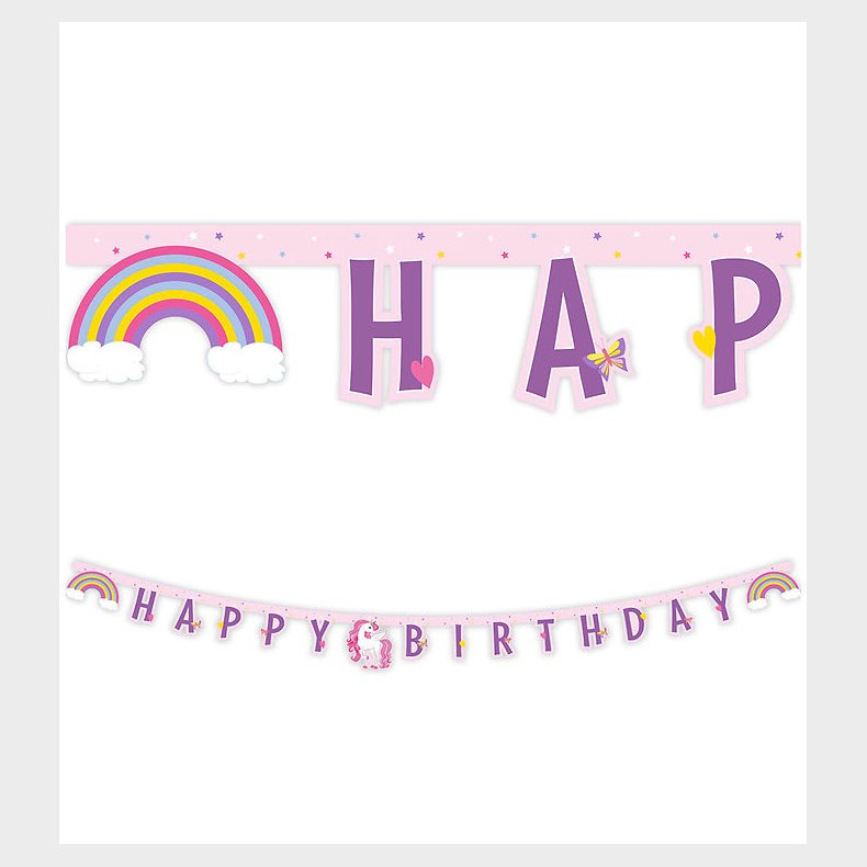 Decorata Party Happy Birthday Banner - Unicorn Rainbow Colors