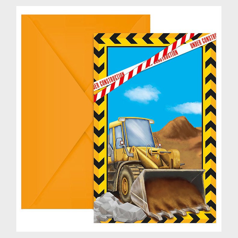 Decorata Party Invitationer - 6-pak - Construction