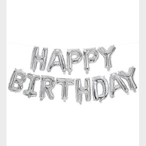 Decorata Party Foileballoner - 340 cm - Happy Birthday - Slv