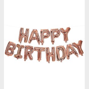 Decorata Party Foileballoner - 340 cm - Happy Birthday - Rose Go
