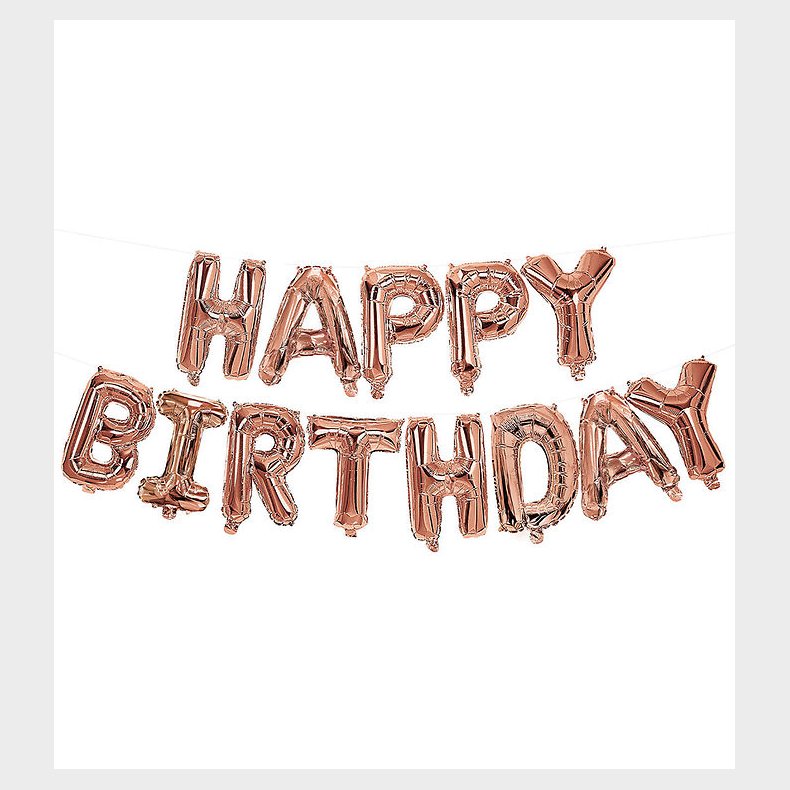 Decorata Party Foileballoner - 340 cm - Happy Birthday - Rose Go