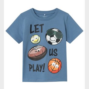 Name It T-Shirt - NmmJostein - Happy - Coronet Blue m. Bolde