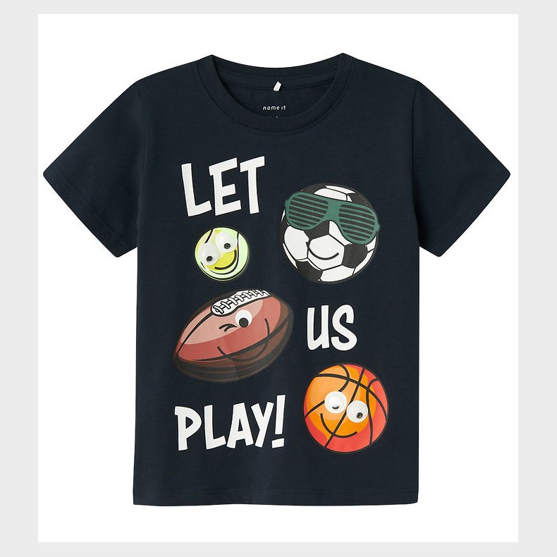 Name It T-Shirt - NmmJostein - Happy - Dark Sapphire m. Bolde