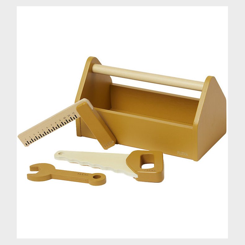 Flexa Vrktjskasse - Tr - Play - 4 Dele - Mustard/Birch Plywoo