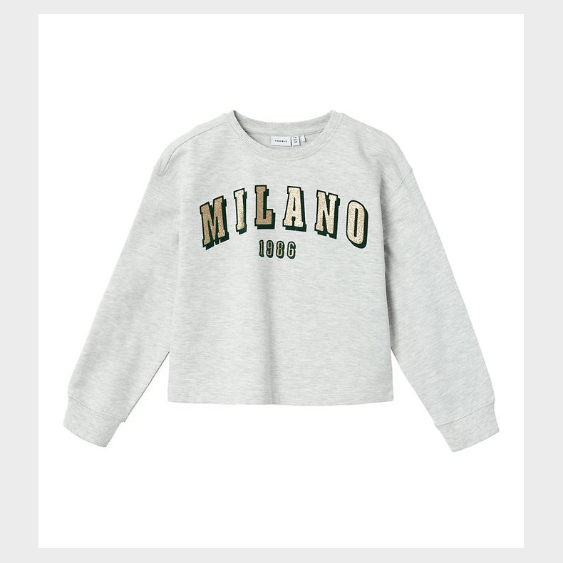 Name It Sweatshirt - Cropped - NkfLosefine - Light Grey Melange
