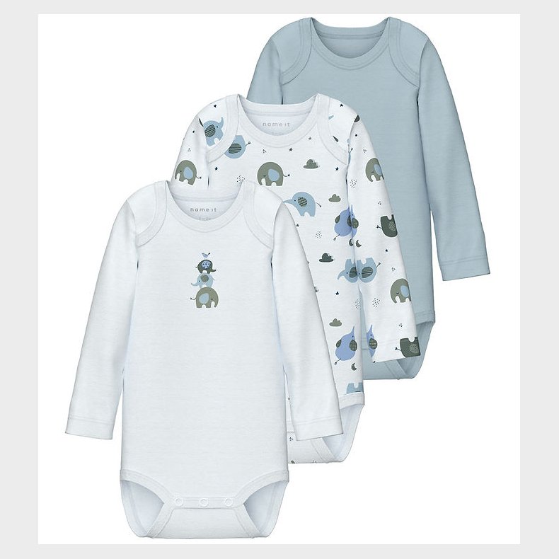 Name It Body l/ - Noos - NbmBody - 3-pak - Baby Blue
