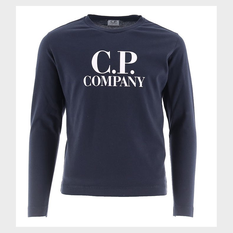 C.P. Company Bluse - Total Eclipse Blue/Hvid m. Logo