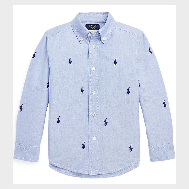 Polo Ralph Lauren Skjorte - Bl�/Navy m. Logoer