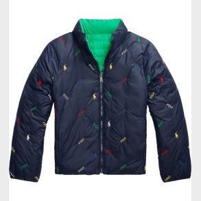 Polo Ralph Lauren Dynejakke - Vendbar - Grn/Navy m. Logoer