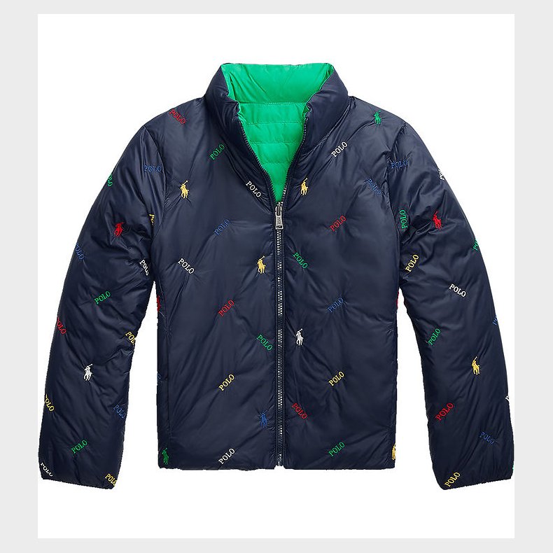 Polo Ralph Lauren Dynejakke - Vendbar - Grn/Navy m. Logoer