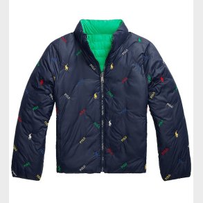 Polo Ralph Lauren Dynejakke - Vendbar - Grn/Navy m. Logoer