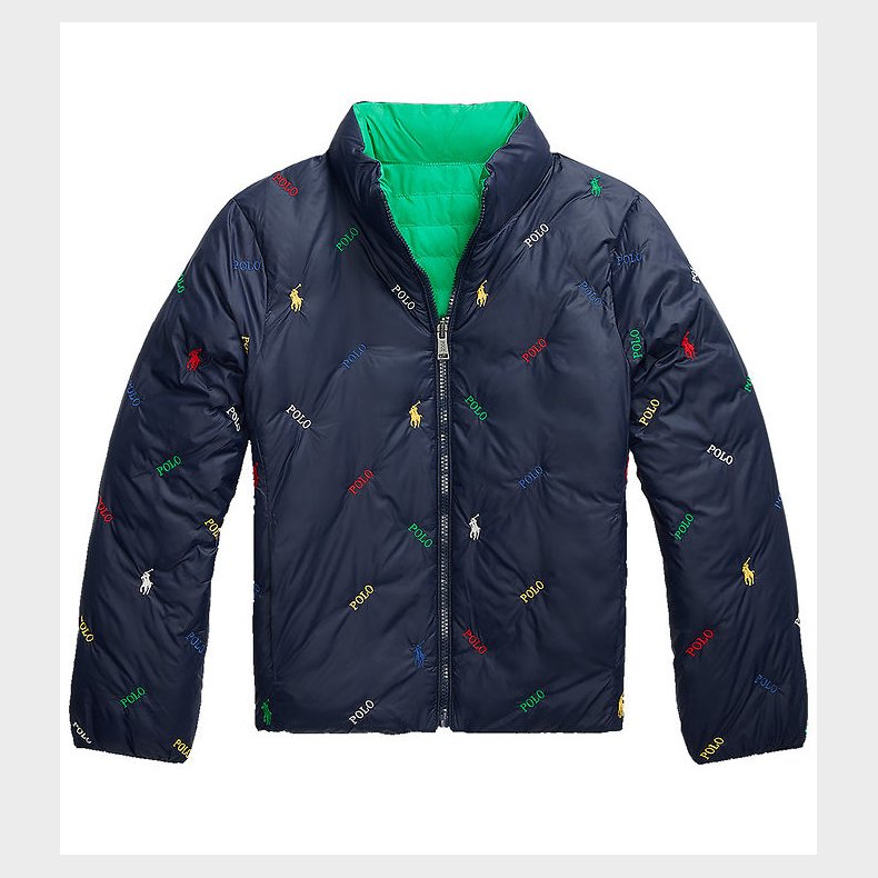 Polo Ralph Lauren Dynejakke - Vendbar - Grn/Navy m. Logoer