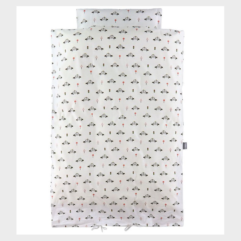 Nrgaard Madsens Sengetj - Baby - Hvid m. Politibiler