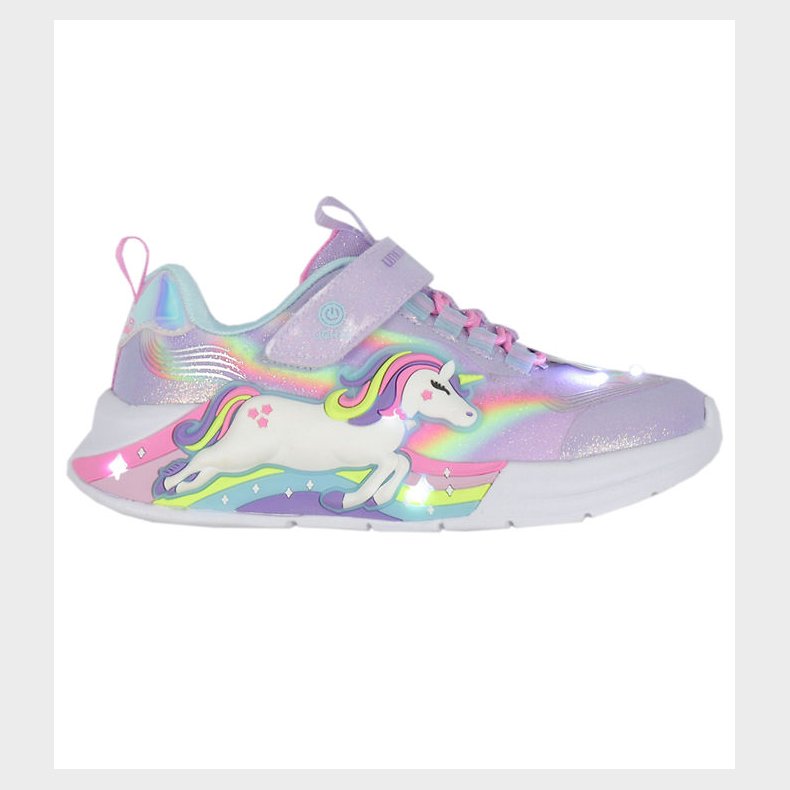 Skechers Sko m. Lys - Unicorn Chaser - Lavender/Multi