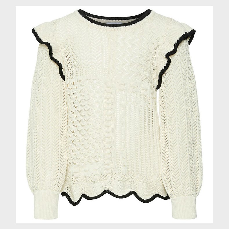 Vero Moda Girl Bluse - Strik - VmMadelyn - Birch/W. Black