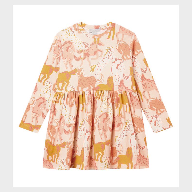 Stella McCartney Kids Kjole - Rib - Rosa/Orange m. Heste