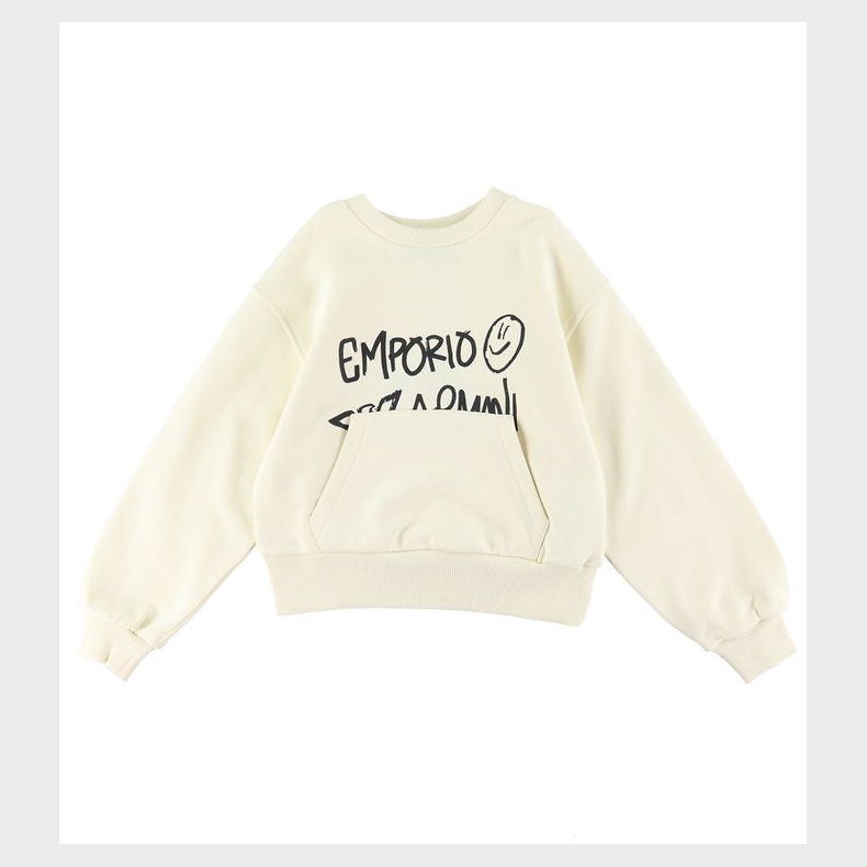 Emporio Armani Sweatshirt - Cropped - Vanilla Ice m. Sort