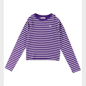 Gant Bluse - Cropped - Rib - Pansy Purple/Hvidstribet