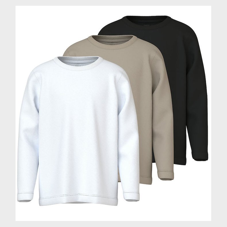 Name It Bluse - Noos - NkmVobbo - 3-pak - Black/Pure Cach/Bright