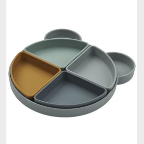 Liewood Tallerken - Arne - Silikone - 4 Rum - Mr Bear/Blue Fog M