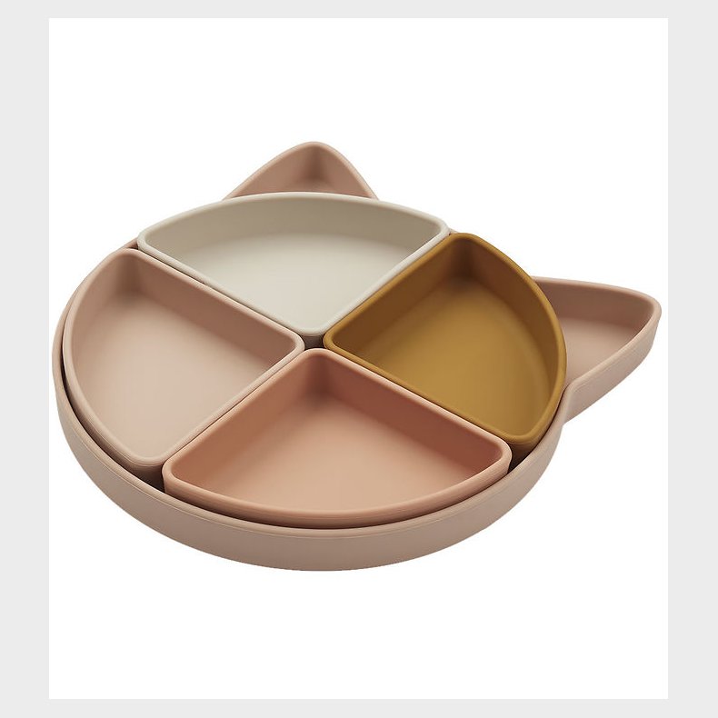 Liewood Tallerken - Arne - Silikone - 4 Rum - Cat Rose Multi Mix