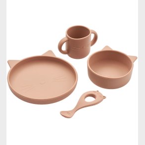 Liewood Spises�t - Silikone - 4 Dele - Vivi - Cat Dark Rose