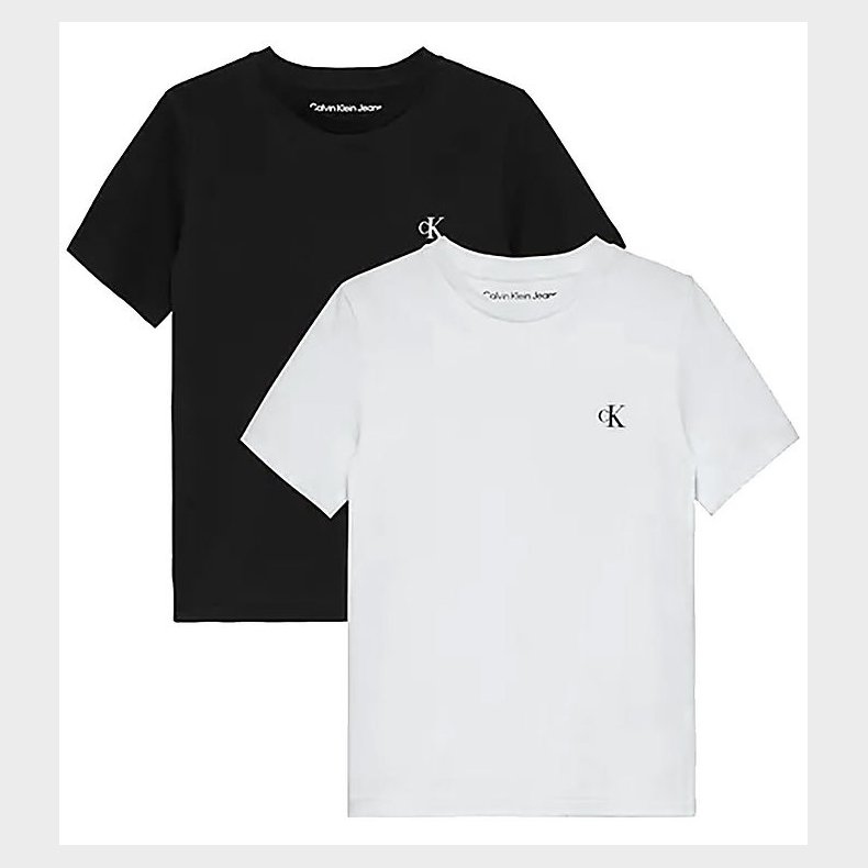 Calvin Klein T-shirt - 2-pak - Monogram - Hvid/Sort
