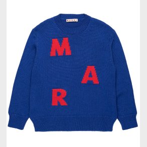 Marni Bluse - Bomuld/Uld - True Blue m. Rd