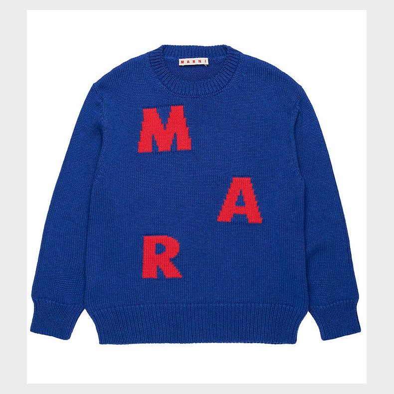 Marni Bluse - Bomuld/Uld - True Blue m. Rd