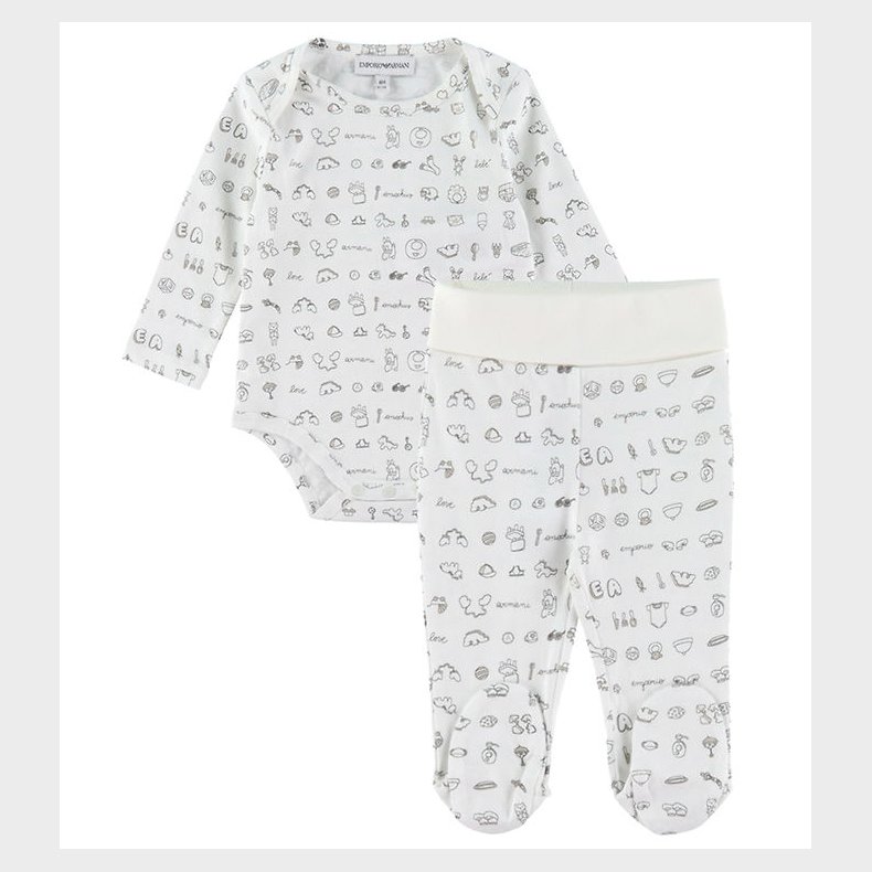 Emporio Armani Buker/Body l/ - Hvid/Beige m. Print