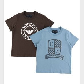 Emporio Armani T-shirt - 2-pak - Bl/Brun m. Print