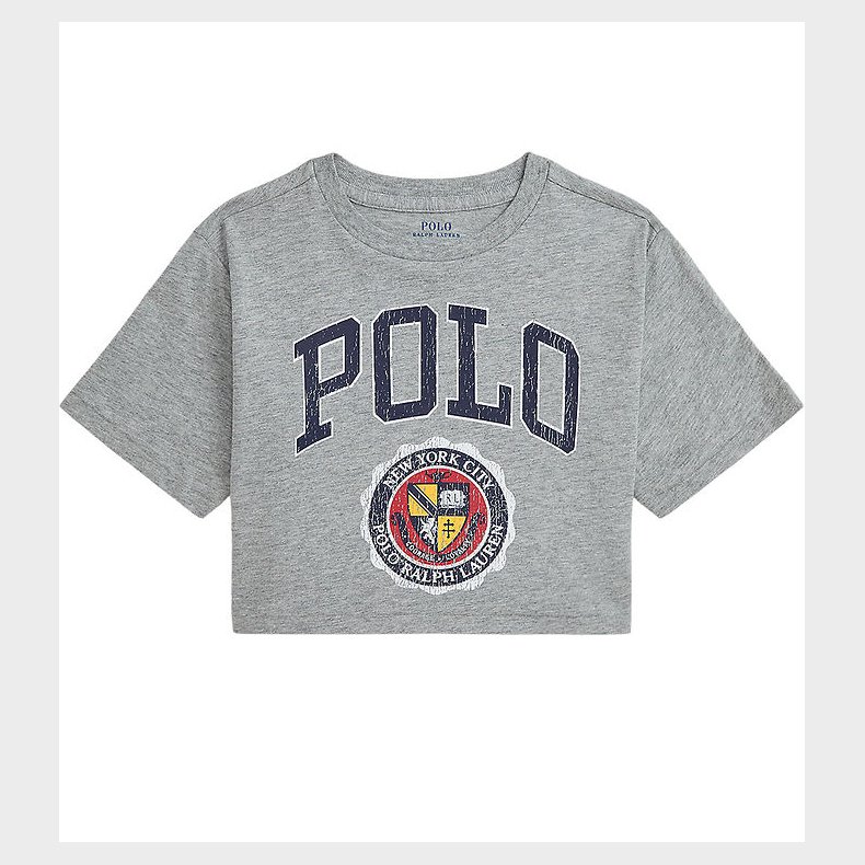 Polo Ralph Lauren T-shirt - Cropped - Gr�meleret m. Print