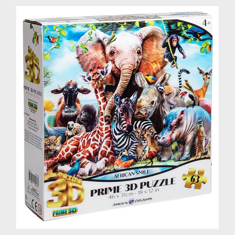 Prime 3D Puzzle Puslespil - 3D - 63 Brikker - African Smile