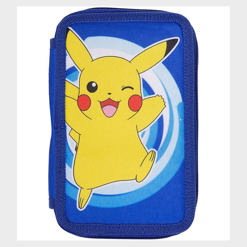 Pokmon Penalhus m. Indhold - Dobbelt - Bl/Gul m. Pikachu