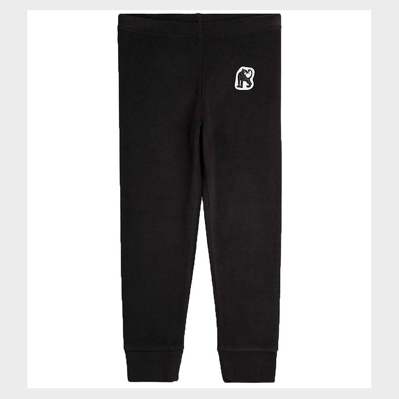 Mini Rodini Fleecebukser - Sort m. Panter