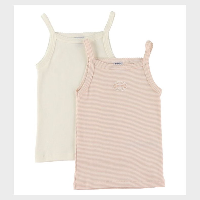 Petit Bateau Undertrje - 2-pak - Hvid/Rosa