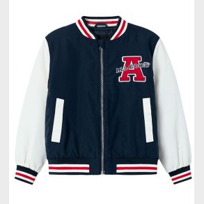 Name It Bomberjakke - NmnMain - Dark Sapphire/Hvid m. Rd