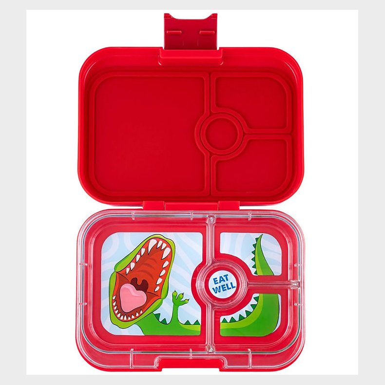 Yumbox Madkasse m. 4 Rum - Bento Panino - Wow Red - Dino Tray