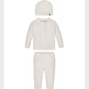 Calvin Klein St - Cardigan/Bukser/Hat - Rib Strik - Ivory