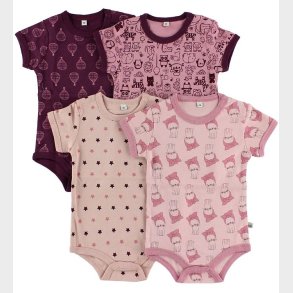 Pippi Bodyer K/� - 4-pak - Rosa/Lilla m. M�nster