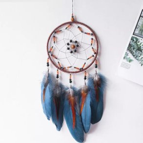 Drmmefanger Brun Bl med perler I MillaVanilla - Drmmefanger - Legekammeraten.dk