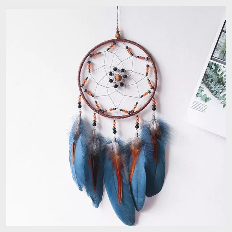 Drmmefanger Brun Bl med perler I MillaVanilla - Drmmefanger - Legekammeraten.dk