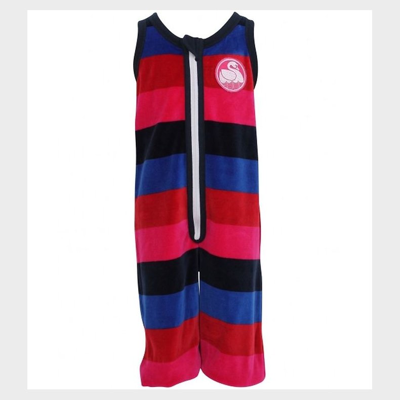 Danef Velourheldragt - Rd/Navy/Bl stribet