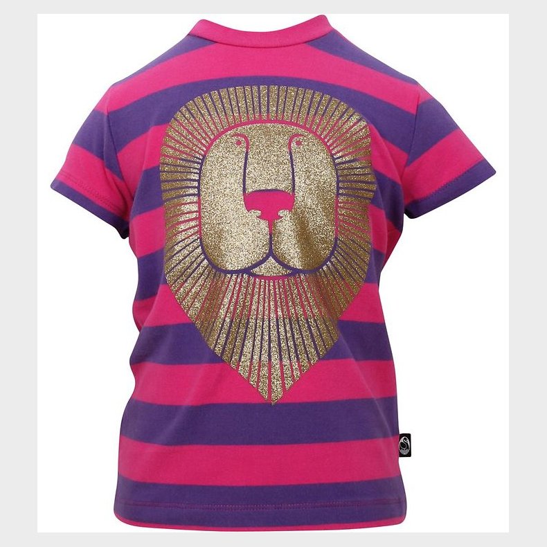 Danef T-shirt - Lilla/Pink stribet m. Guldlve