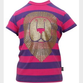Danef T-shirt - Lilla/Pink stribet m. Guldlve