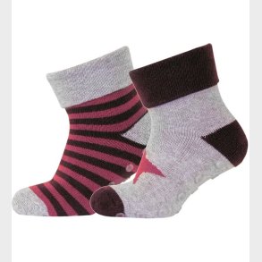 Melton Strmper - 2-Pak - Skridsikker bund - Aubergine/Gr