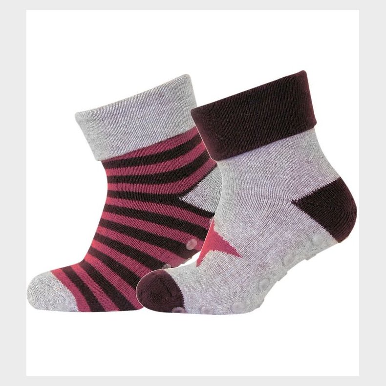 Melton Strmper - 2-Pak - Skridsikker bund - Aubergine/Gr