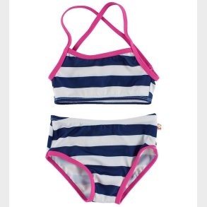 Katvig Classics Bikini - UV50+ - Navy/Hvidstribet m. Pink Kant