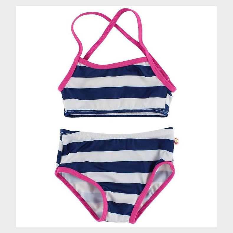 Katvig Classics Bikini - UV50+ - Navy/Hvidstribet m. Pink Kant