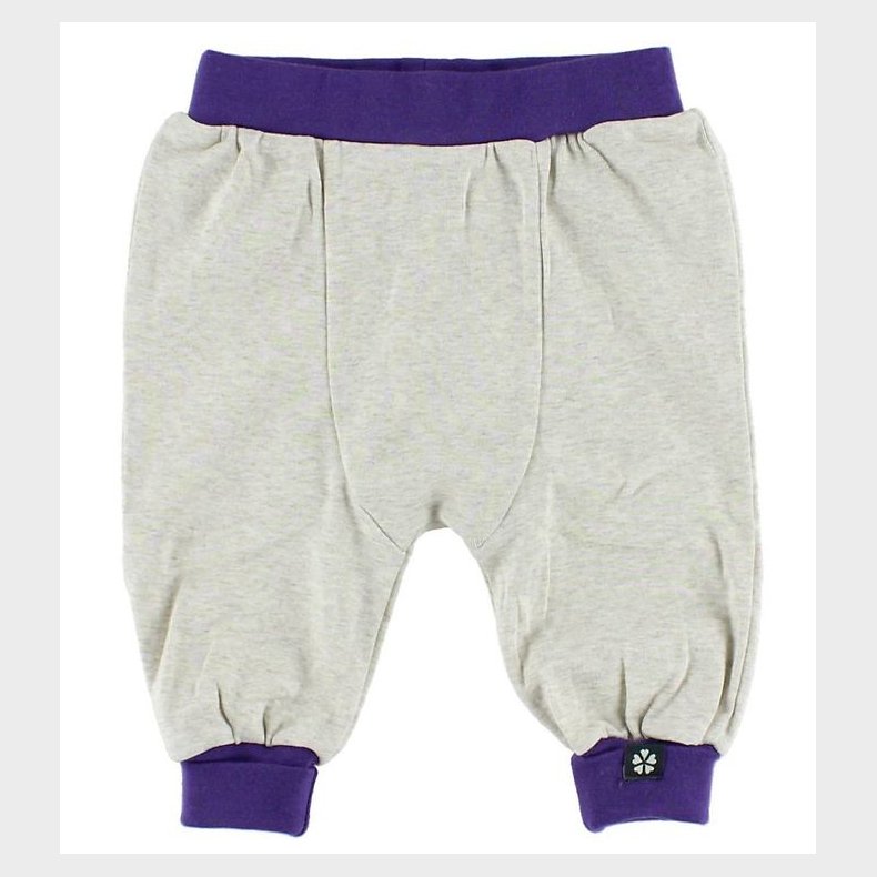 Papfar Bomuldsbukser - Crememeleret m. Lilla